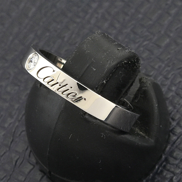 カルティエ 指輪 レディース Cドゥ カルティエ ウェディング 1Pダイヤ リング 46号 実寸6号 プラチナ PT950 Cartier 中古