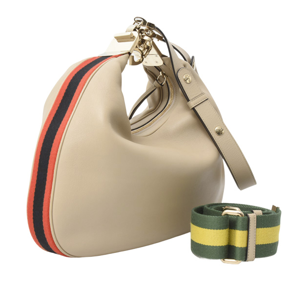 グッチ バッグ レディース アタッシェ ミディアム ショルダーバッグ ベージュ レザー GUCCI 702823 中古