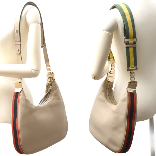 グッチ バッグ レディース アタッシェ ミディアム ショルダーバッグ ベージュ レザー GUCCI 702823 中古
