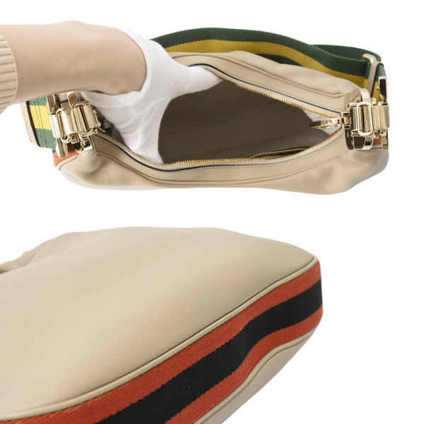 グッチ バッグ レディース アタッシェ ミディアム ショルダーバッグ ベージュ レザー GUCCI 702823 中古