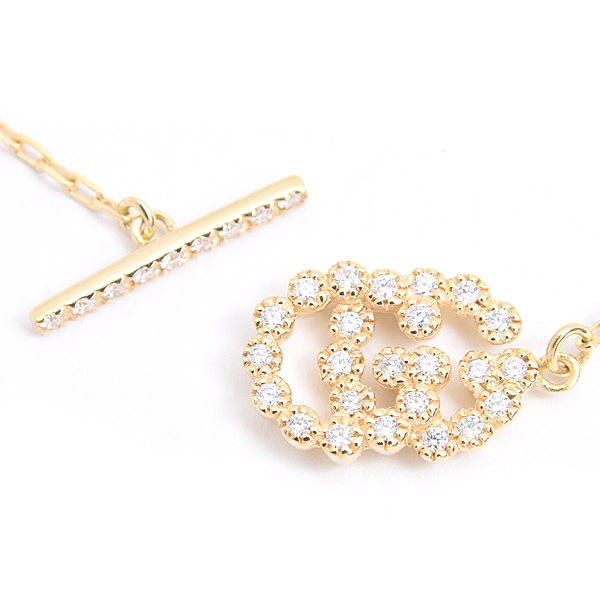 グッチ ブレスレット レディース ダブルG ダイヤ GG イエローゴールド 750YG GUCCI 中古