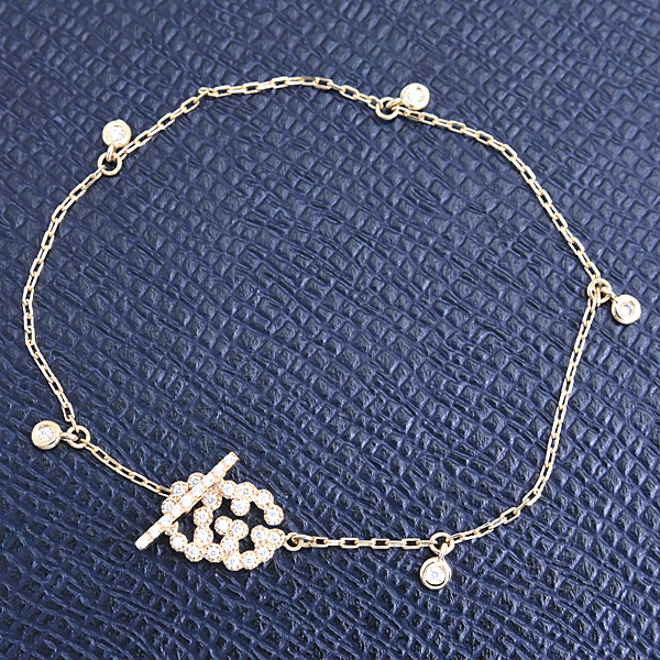 グッチ ブレスレット レディース ダブルG ダイヤ GG イエローゴールド 750YG GUCCI 中古