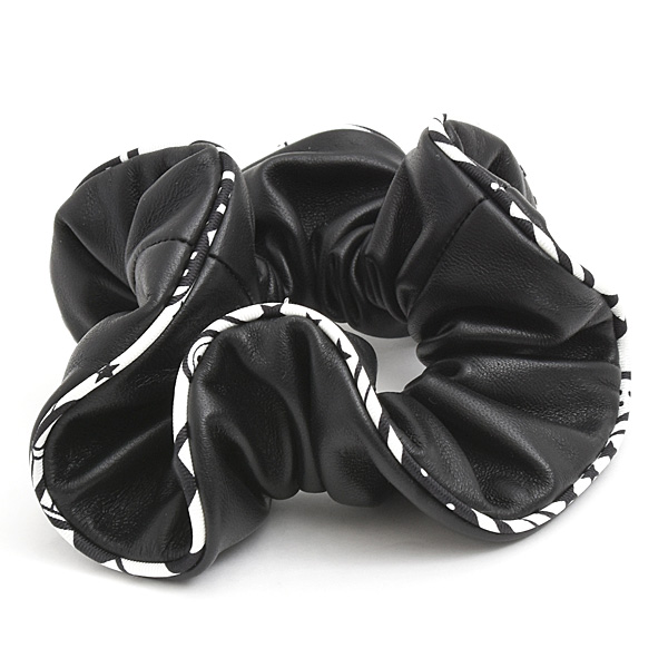 エルメス 小物 レディース シュシュ クラウディア ヘアアクセサリー レザー ブラック HERMES 中古