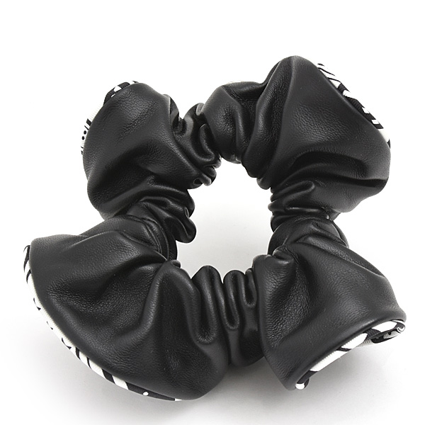 エルメス 小物 レディース シュシュ クラウディア ヘアアクセサリー レザー ブラック HERMES 中古