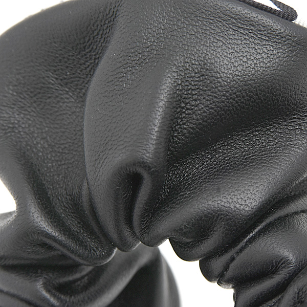 エルメス 小物 レディース シュシュ クラウディア ヘアアクセサリー レザー ブラック HERMES 中古