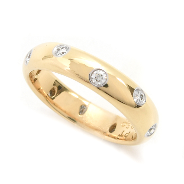 ティファニー 指輪 レディース ドッツ リング 10Pダイヤモンド 9号 イエローゴールド プラチナ 750YG PT950 TIFFANY 中古