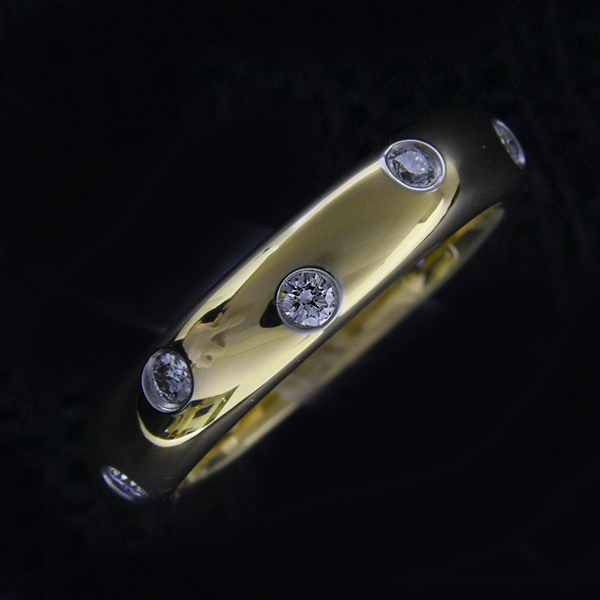 ティファニー 指輪 レディース ドッツ リング 10Pダイヤモンド 9号 イエローゴールド プラチナ 750YG PT950 TIFFANY 中古