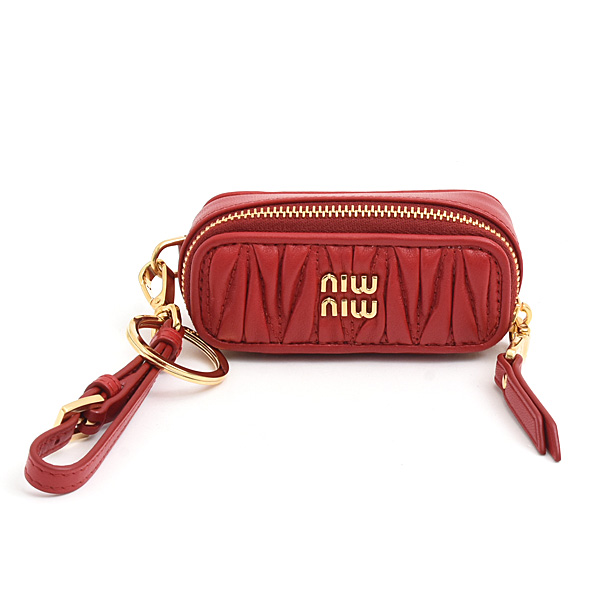 ミュウミュウ 小物 レディース マテラッセ リップケース バッグチャーム カーフ レッド MIUMIU 5TL518 中古