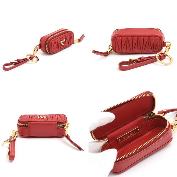 ミュウミュウ 小物 レディース マテラッセ リップケース バッグチャーム カーフ レッド MIUMIU 5TL518 中古