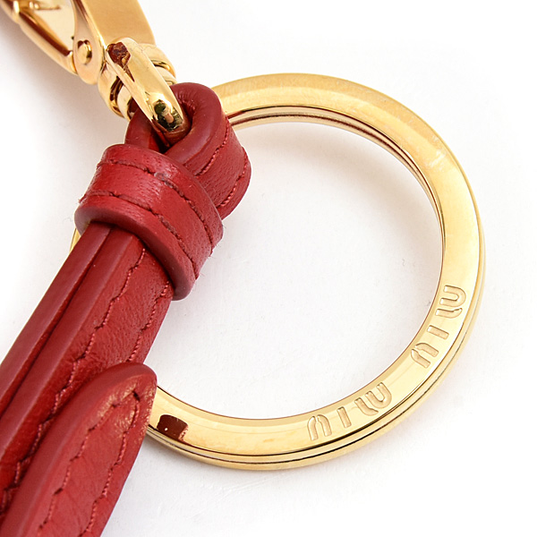 ミュウミュウ 小物 レディース マテラッセ リップケース バッグチャーム カーフ レッド MIUMIU 5TL518 中古