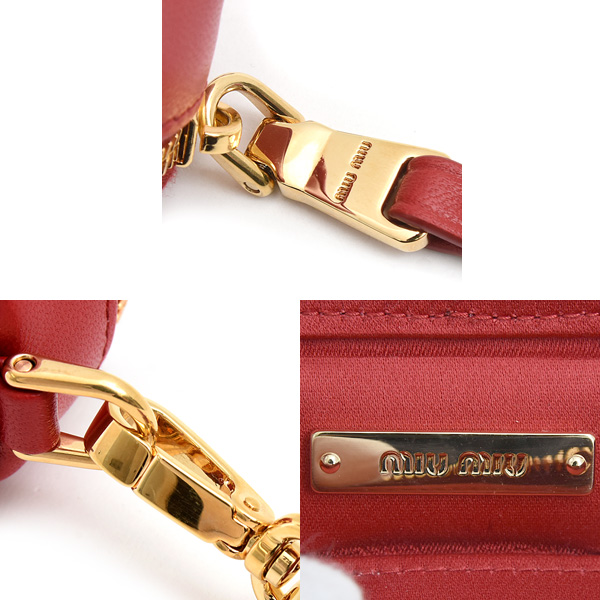 ミュウミュウ 小物 レディース マテラッセ リップケース バッグチャーム カーフ レッド MIUMIU 5TL518 中古