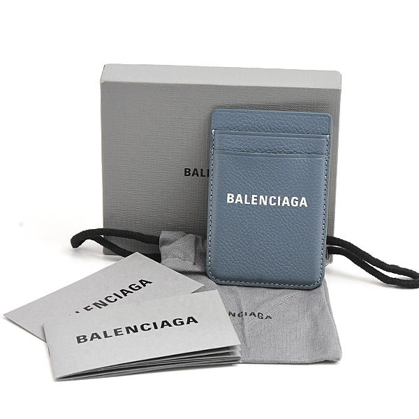 バレンシアガ カードケース メンズ レディース マグネットカードホルダー iPhone マグセーフ カーフ ブルーグレー系 BALENCIAGA 6758352 中古