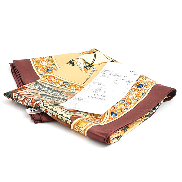 エルメス スカーフ レディース カレ90 LE TRIOMPHE DU PALADIN 正義の騎士の勝利 ストール シルク ボルドー HERMES 中古