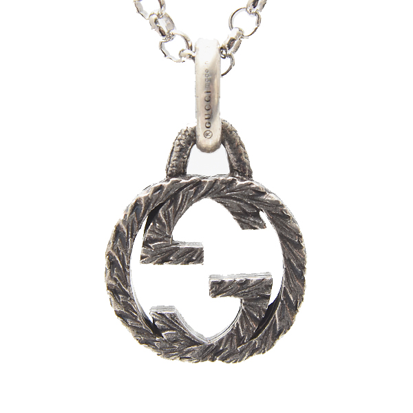 グッチ ネックレス メンズ インターロッキング ペンダント ネックレス AG925 シルバー 455535 GUCCI 中古