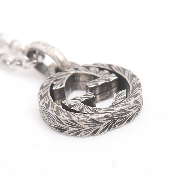 グッチ ネックレス メンズ インターロッキング ペンダント ネックレス AG925 シルバー 455535 GUCCI 中古