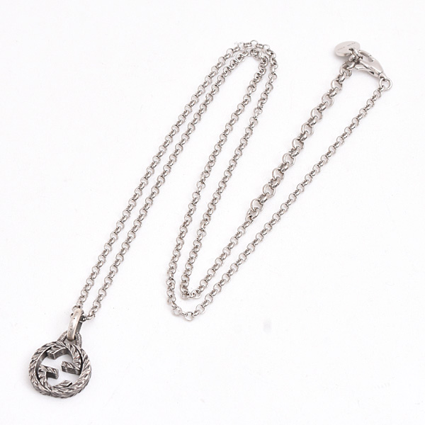 グッチ ネックレス メンズ インターロッキング ペンダント ネックレス AG925 シルバー 455535 GUCCI 中古