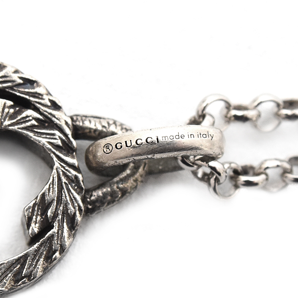 グッチ ネックレス メンズ インターロッキング ペンダント ネックレス AG925 シルバー 455535 GUCCI 中古