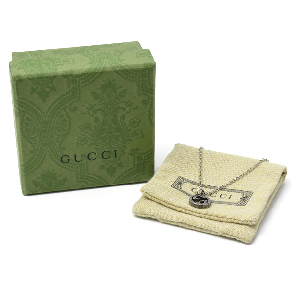 グッチ ネックレス メンズ インターロッキング ペンダント ネックレス AG925 シルバー 455535 GUCCI 中古