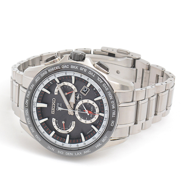 セイコー 時計 メンズ アストロン デュアルタイム ソーラー発電式 GPS ブラック文字盤 ステンレス セラミック SEIKO SBXB051 8X53-0AD0-2 中古