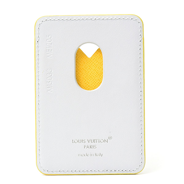 ルイヴィトン カードケース メンズ ポルトカルト マグネット iPhone マグセーフ モノグラムグロウ ライトグレー×イエロー Louis Vuitton M15033 中古