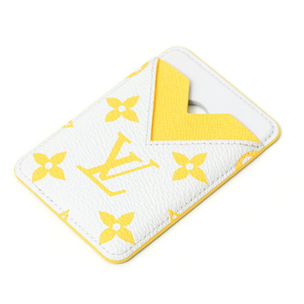 ルイヴィトン カードケース メンズ ポルトカルト マグネット iPhone マグセーフ モノグラムグロウ ライトグレー×イエロー Louis Vuitton M15033 中古