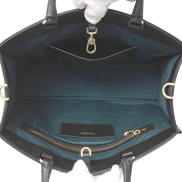 ブルガリ バッグ レディース ロゴ入り 2WAYショルダーバッグ ハンドバッグ レザー ブラック BVLGARI 292516 中古