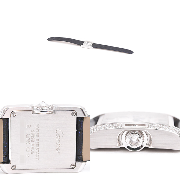 カルティエ 時計 レディース タンクアングレーズSM 2重ダイヤベゼル 電池式 ホワイトゴールド 750WG Cartier WT100015 中古
