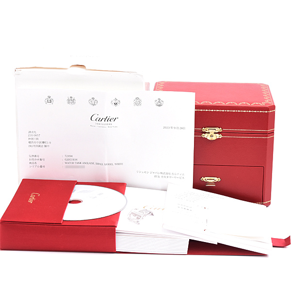 カルティエ 時計 レディース タンクアングレーズSM 2重ダイヤベゼル 電池式 ホワイトゴールド 750WG Cartier WT100015 中古