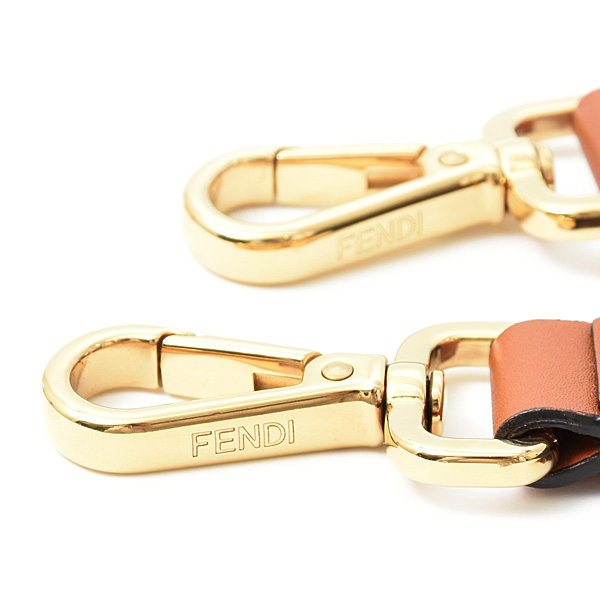 フェンディ ストラップ レディース ロゴ ショルダーストラップ ブラック ブラウン キャンバス カーフ FENDI 8AV156 中古