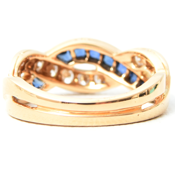 ティファニー 指輪 レディース サファイア ダイヤ ツイスト リング 11号 イエローゴールド TIFFANY 750YG 中古