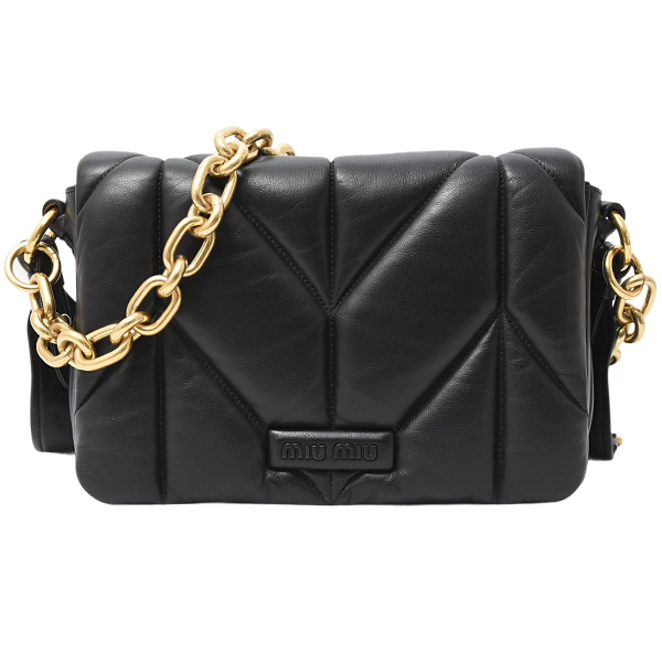 ミュウミュウ バッグ レディース キルティング チェーンバッグ ショルダー ナッパレザー NERO MIUMIU 5BD213 中古