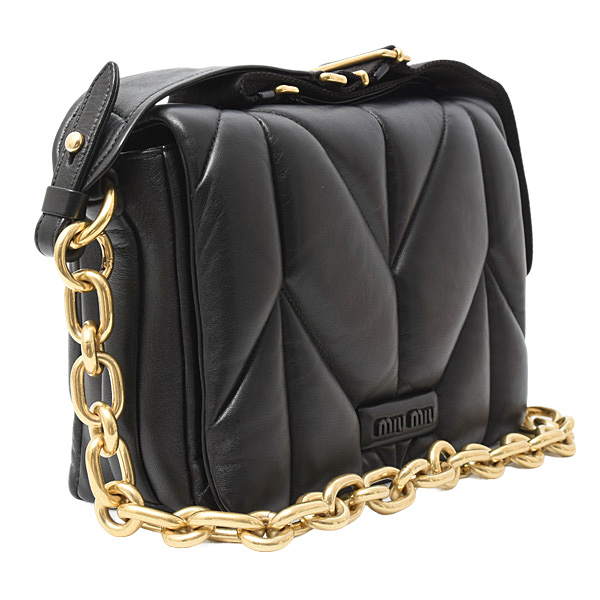 ミュウミュウ バッグ レディース キルティング チェーンバッグ ショルダー ナッパレザー NERO MIUMIU 5BD213 中古