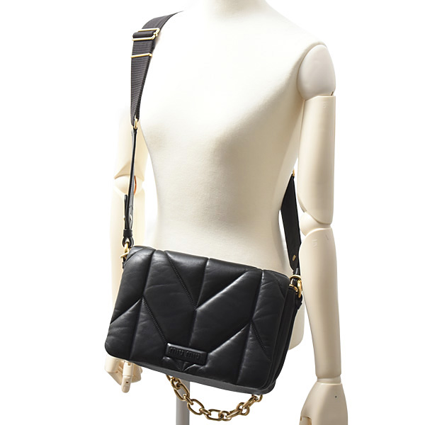 ミュウミュウ バッグ レディース キルティング チェーンバッグ ショルダー ナッパレザー NERO MIUMIU 5BD213 中古