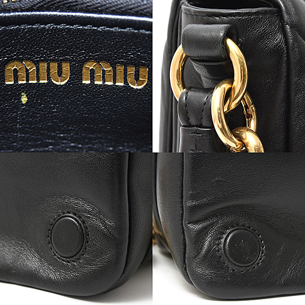 ミュウミュウ バッグ レディース キルティング チェーンバッグ ショルダー ナッパレザー NERO MIUMIU 5BD213 中古