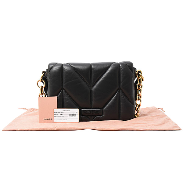 ミュウミュウ バッグ レディース キルティング チェーンバッグ ショルダー ナッパレザー NERO MIUMIU 5BD213 中古