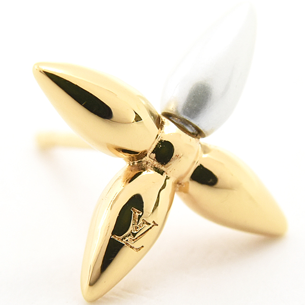 ルイヴィトン ピアス レディース ブックル ドレイユ スタッズ ルイゼット モノグラムフラワー ホワイト Louis Vuitton M00950 GP 中古