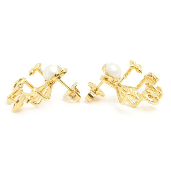 ルイヴィトン ピアス ブックルドレイユ クルーザー メタル フェイクパール ゴールド M00601 Louis Vuitton 中古