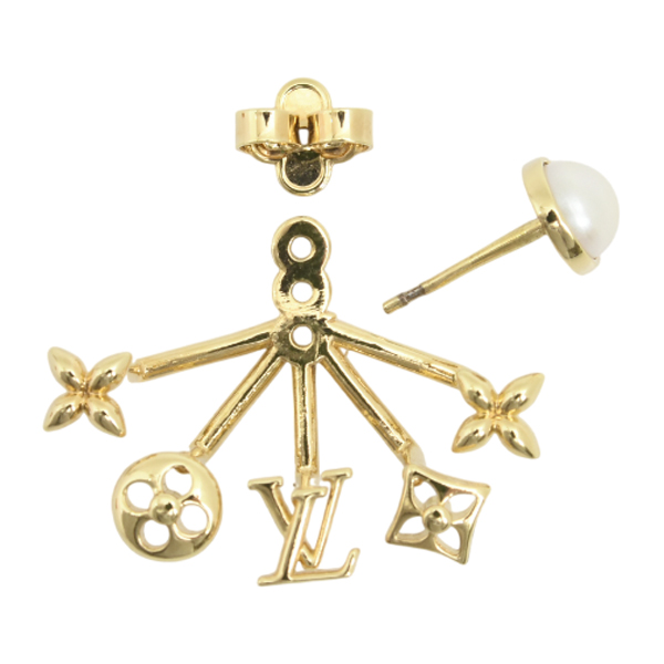 ルイヴィトン ピアス ブックルドレイユ クルーザー メタル フェイクパール ゴールド M00601 Louis Vuitton 中古