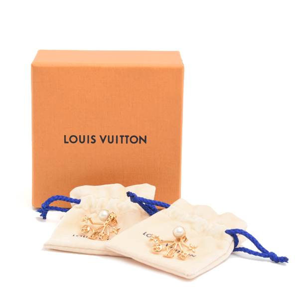 ルイヴィトン ピアス ブックルドレイユ クルーザー メタル フェイクパール ゴールド M00601 Louis Vuitton 中古
