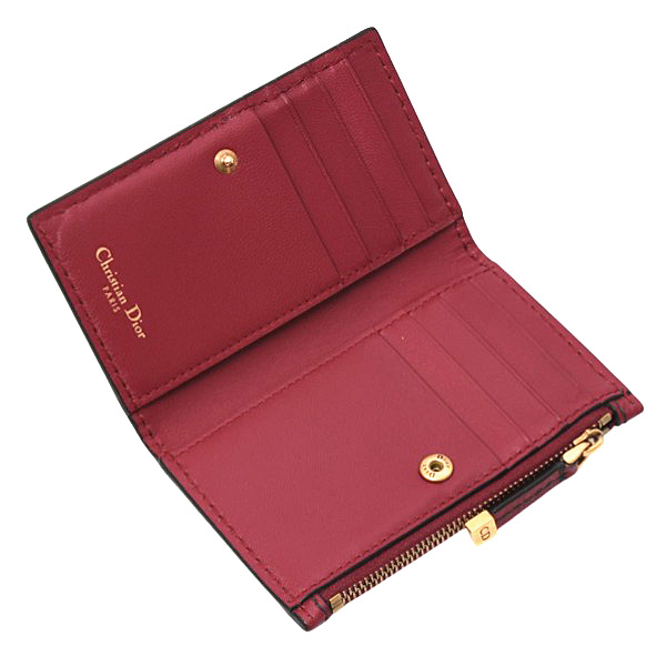 クリスチャンディオール ブランド小物 レディース 2つ折りカードケース ビー カーフ ボルドー Christian Dior 中古