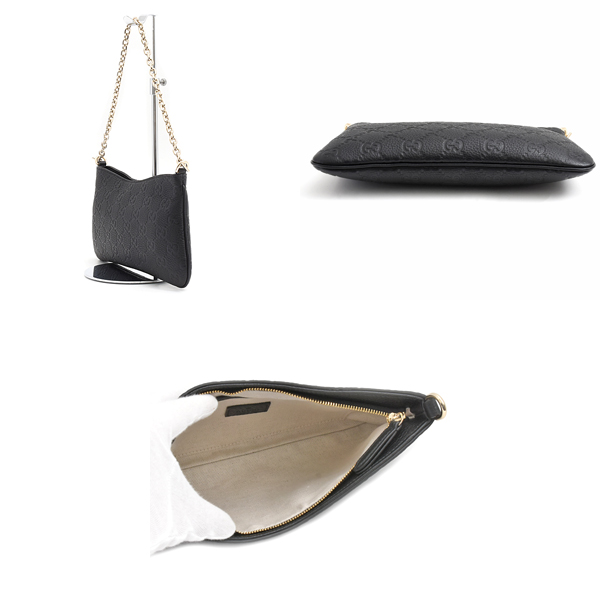 グッチ バッグ レディース GGエンブレム チェーンハンドバッグ ショルダーバッグ 2WAY ブラック グレインレザー 815277 中古j