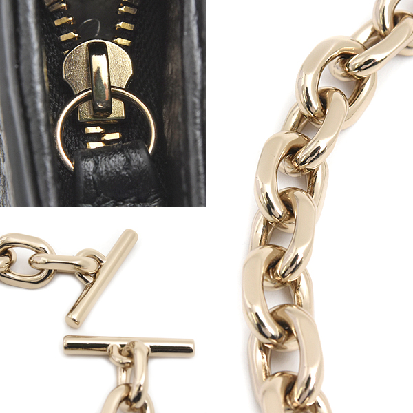 グッチ バッグ レディース GGエンブレム チェーンハンドバッグ ショルダーバッグ 2WAY ブラック グレインレザー 815277 中古j