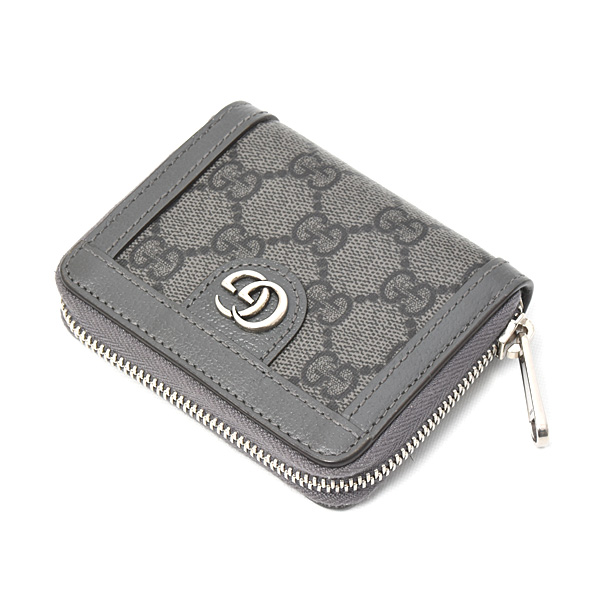 グッチ 財布 レディース オフィディア GGマーモント ラウンドファスナーコインケース レザー グレー 791744 中古