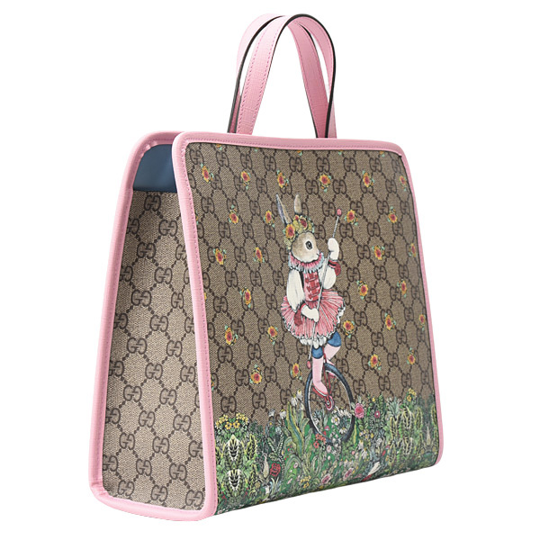 グッチ バッグ キッズ レディース トートバッグ チルドレンズ ヒグチユウココラボ ラビット GGスプリーム ベージュ×ピンク PVC GUCCI 630542 中古