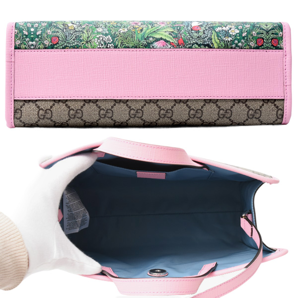 グッチ バッグ キッズ レディース トートバッグ チルドレンズ ヒグチユウココラボ ラビット GGスプリーム ベージュ×ピンク PVC GUCCI 630542 中古