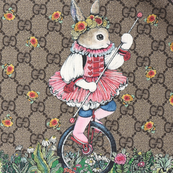 グッチ バッグ キッズ レディース トートバッグ チルドレンズ ヒグチユウココラボ ラビット GGスプリーム ベージュ×ピンク PVC GUCCI 630542 中古