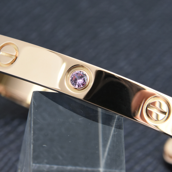 カルティエ ブレス レディース ラブ オープン バングル ブレス 1Pピンクサファイア 17サイズ ピンクゴールド Cartier 750PG 中古