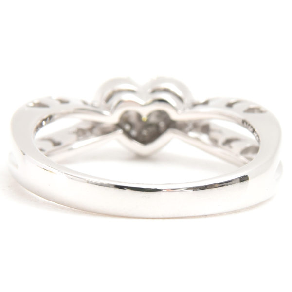 ポンテヴェキオ 指輪 レディース ハートモチーフ パヴェダイヤ リング D0.20ct 12号 ホワイトゴールド Ponte Vecchio K18WG 中古