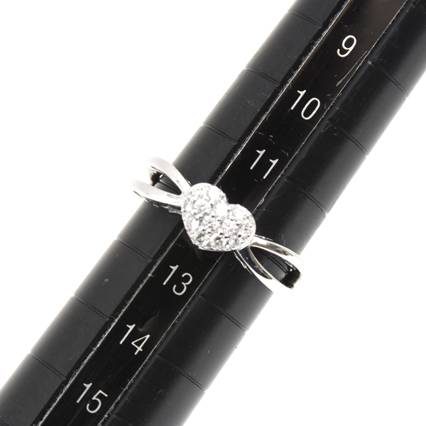 ポンテヴェキオ 指輪 レディース ハートモチーフ パヴェダイヤ リング D0.20ct 12号 ホワイトゴールド Ponte Vecchio K18WG 中古