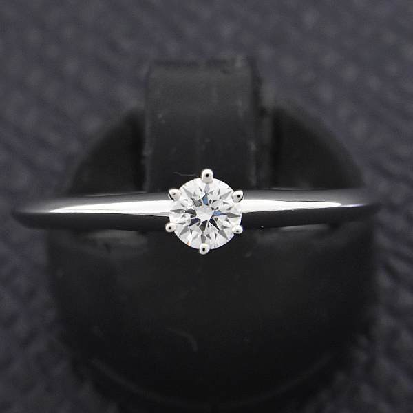 ティファニー 指輪 レディース ダイヤ ソリティア リング 15号 D0.21ct 立爪 H-VS1-EX プラチナ PT950 TIFFANY 中古